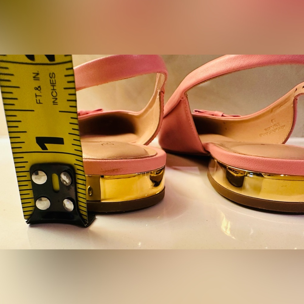Talbots Pink Slingback Leather Shoes 6 Bow Career Party Classic Feminine Cottage - Picture 6 of 11